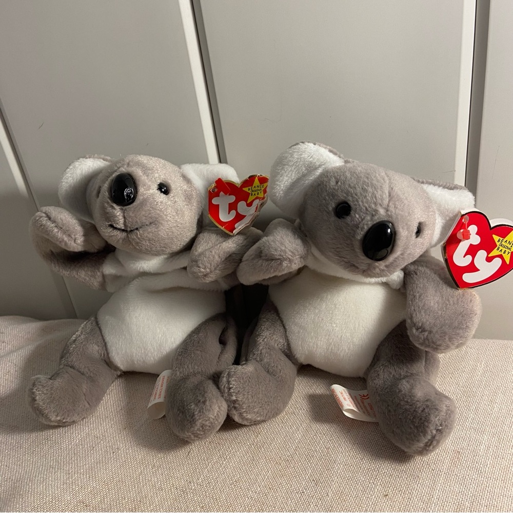Ty Beanie Babies Koala Bear Mel LOT 2 90s vintage Gray stuffed animal stuffie